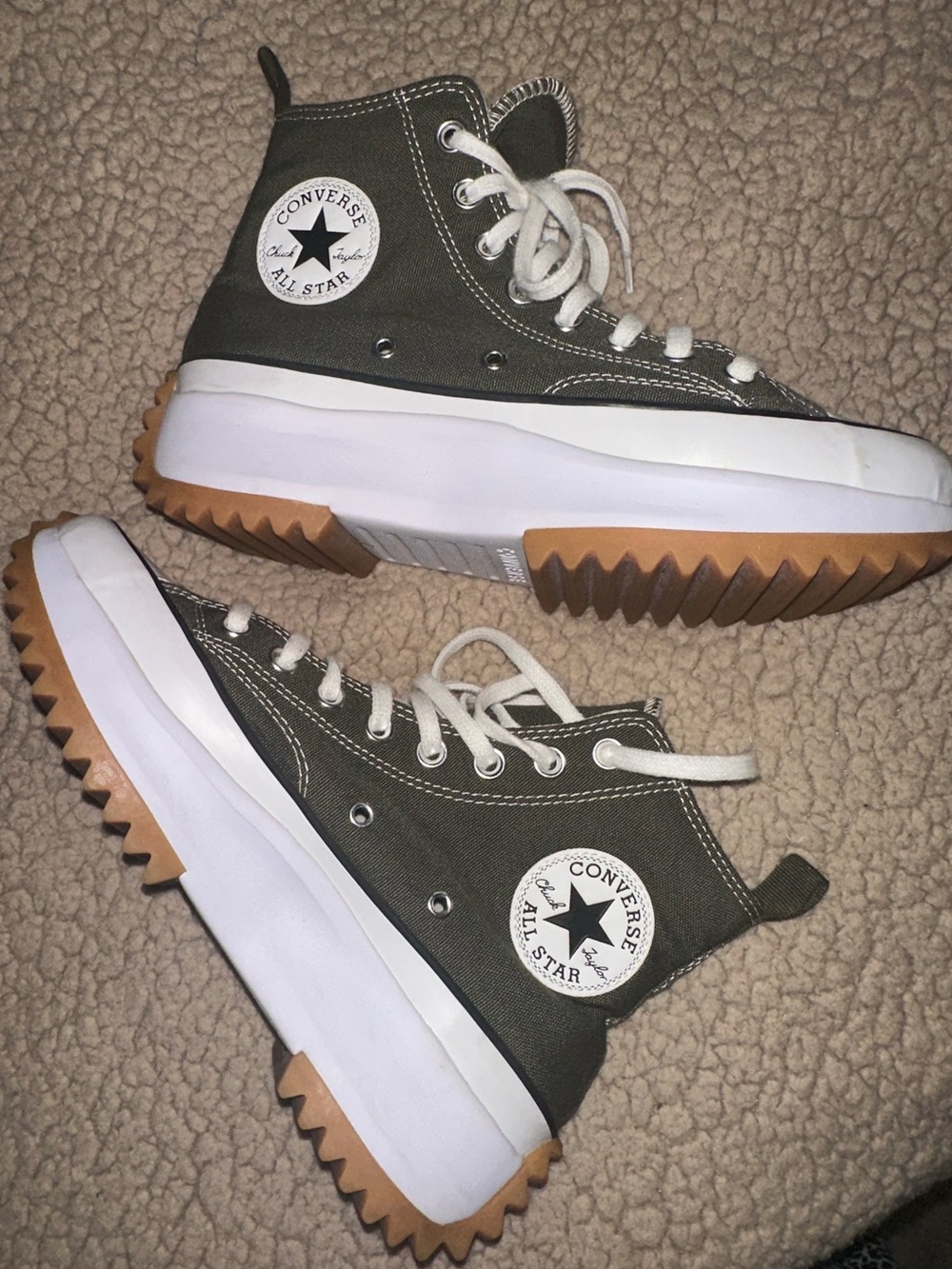 Women’s Converse - Size 8 Star Hike High Top Sneakers - Olive & White